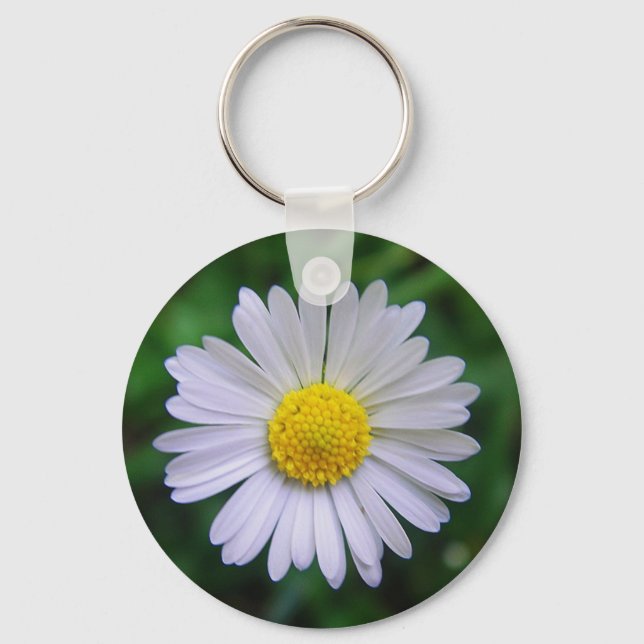 Bright yellow-white daisy keychain (Front)