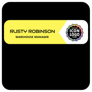 Bright Yellow White ID Employee Company Logo Name Tag
