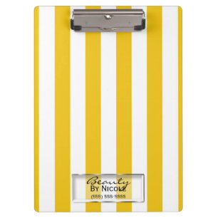 Bright Yellow & White Stripes Modern Personalized Clipboard