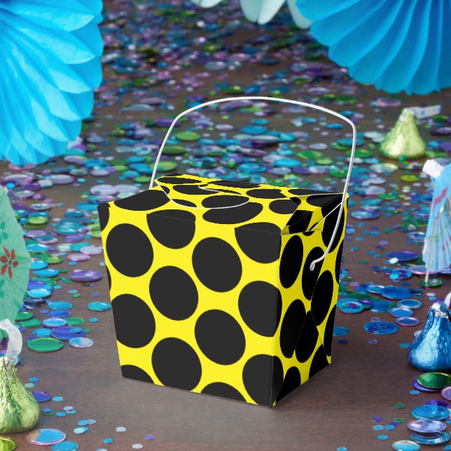 Bright Yellow with Black Dot Style Take Out Favor Box (Party)