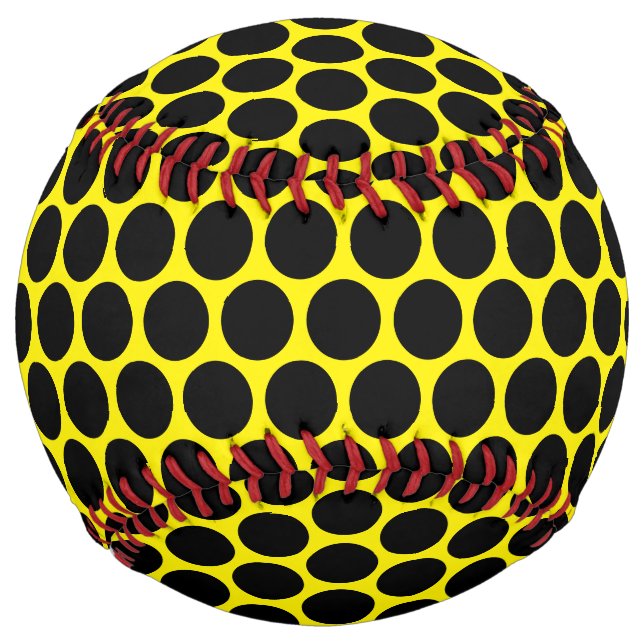 Bright Yellow with Solid Black Dot Pattern Softball (Back)