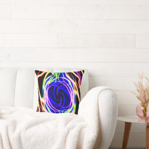 Brighten Up Your Space with Neon Patterns Throw Pillow