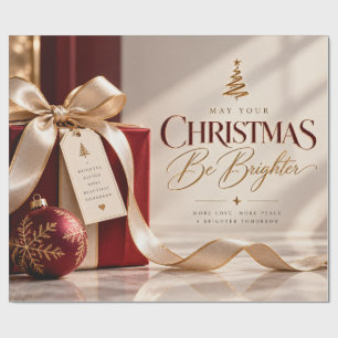 Brighter Christmas Burgundy Gold Wrapping Paper