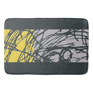 Brighter Nest Abstract Bold Yellow & Grey Bathmat