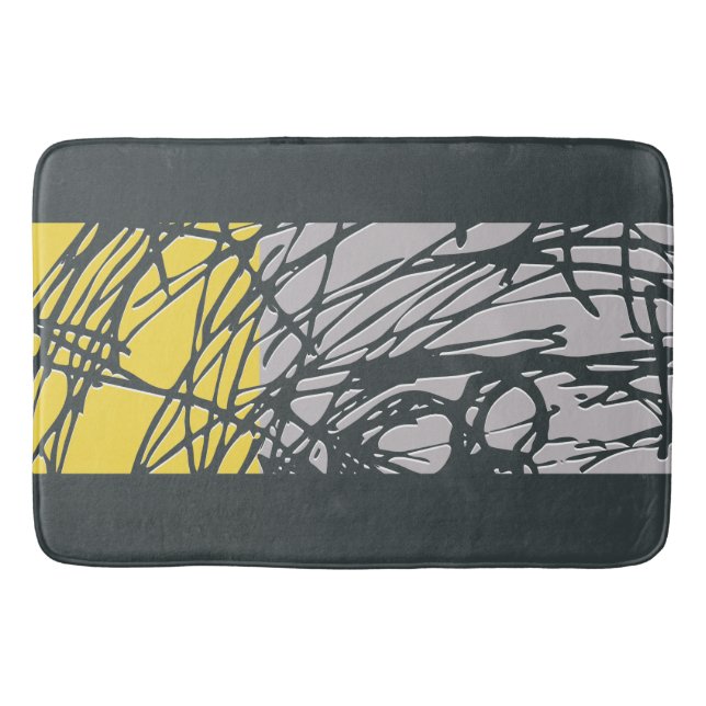 Brighter Nest Abstract Bold Yellow & Grey Bathmat (Front)