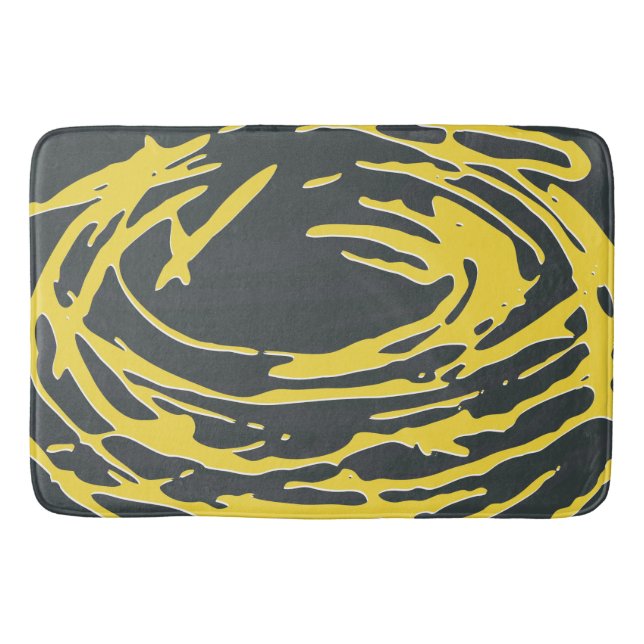 Brighter Nest Abstract Bold Yellow & Grey Bathmat (Front)