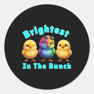 Brightest Chicken In The Bunch Rainbow Easter Pun Classic Round Sticker
