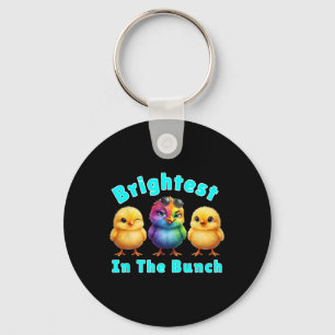 Brightest Chicken In The Bunch Rainbow Easter Pun Keychain