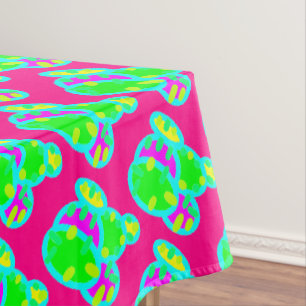 Brightest pink blue red yellow cute patterned tablecloth