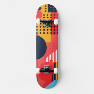 Brightly-colored background with circles skateboard