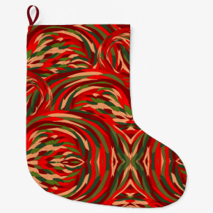 Brightly Colored Christmas Flamingo Feathers Large Christmas Stocking