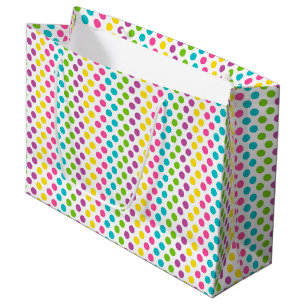 BRIGHTLY COLORED EASTER POLKA DOTS LARGE GIFT BAG