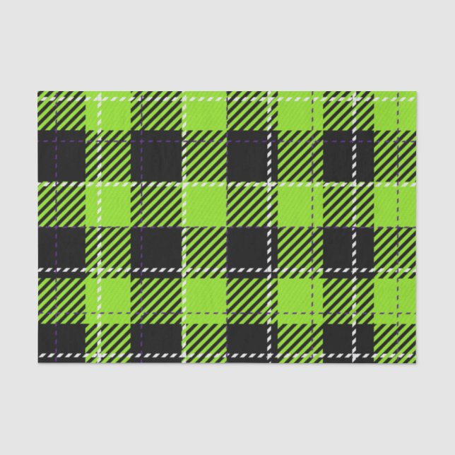 BRIGHTLY COLORED HALLOWEEN PLAID PATTERNS TISSUE PAPER (Front)