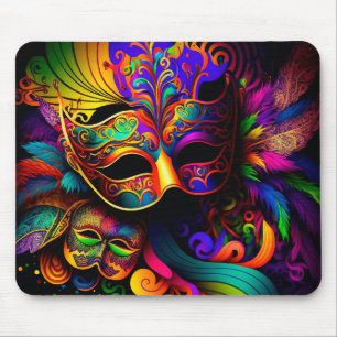 BRIGHTLY COLORED MARDI GRAS MASKS MOUSE PAD