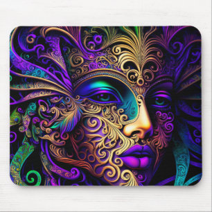 BRIGHTLY COLORED MARDI GRAS MASKS MOUSE PAD