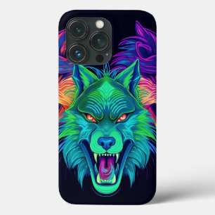 BRIGHTLY COLORED NEON HALLOWEEN WOLVES iPhone 13 PRO CASE