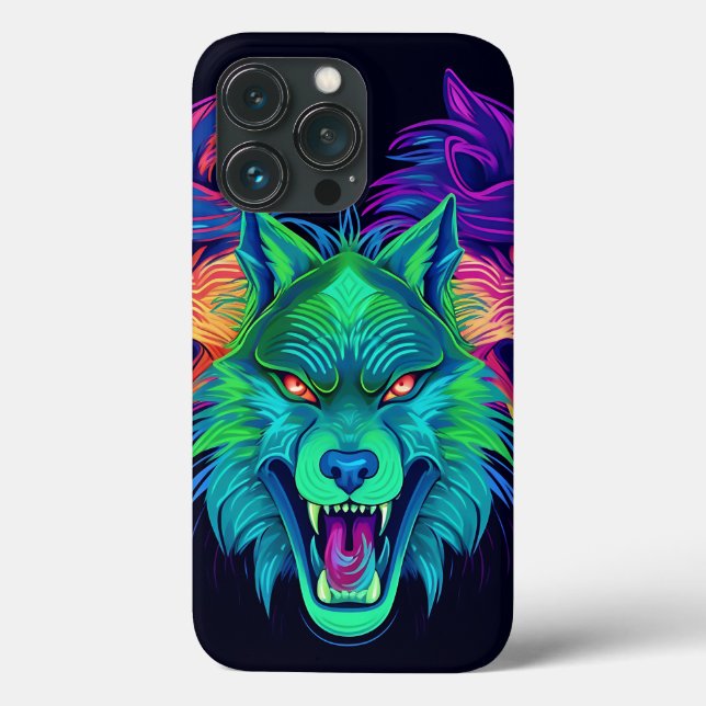 BRIGHTLY COLORED NEON HALLOWEEN WOLVES Case-Mate iPhone CASE (Back)