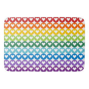 BRIGHTLY COLORED RAINBOW HEARTS IN CIRCLES BATH MAT
