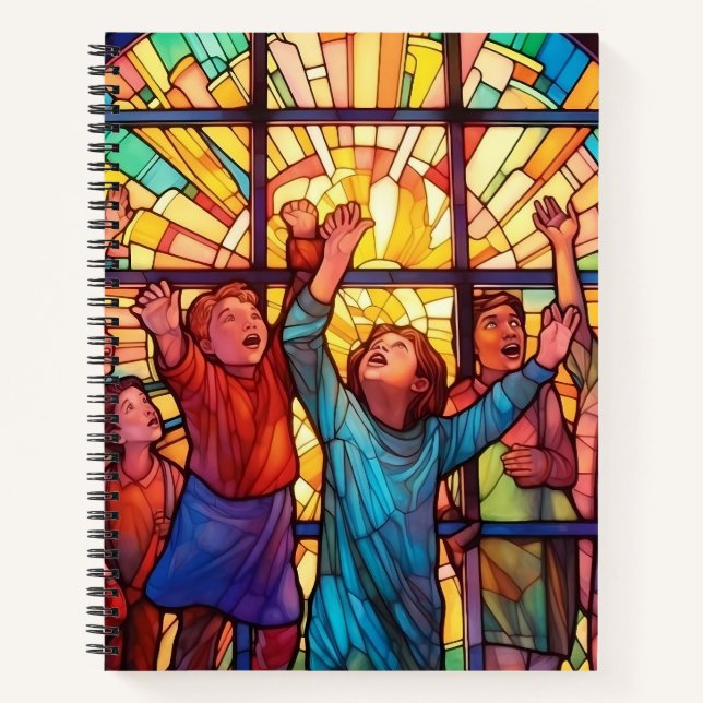 BRIGHTLY COLORED STAINED GLASS CHILDREN  NOTEBOOK (Front)