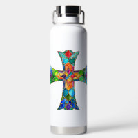 BRIGHTLY COLORED STAINED GLASS LOOK CROSS