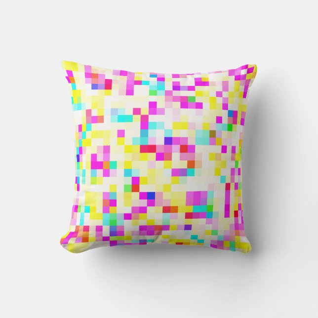 Brightly Coloured Blue Purple Yellow Abstract Throw Pillow (Front)