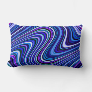 Brightly Coloured Blue Shade Curvy Line Pattern Lumbar Pillow