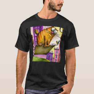 Brightly coloured cat artwork silly kitten T-Shirt