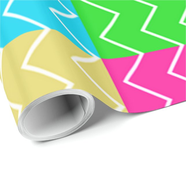 Brightly coloured chevron patterns wrapping paper (Roll Corner)