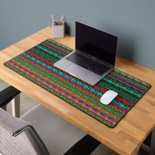 Brightly Coloured Crazy Colourful Abstract Pattern Desk Mat