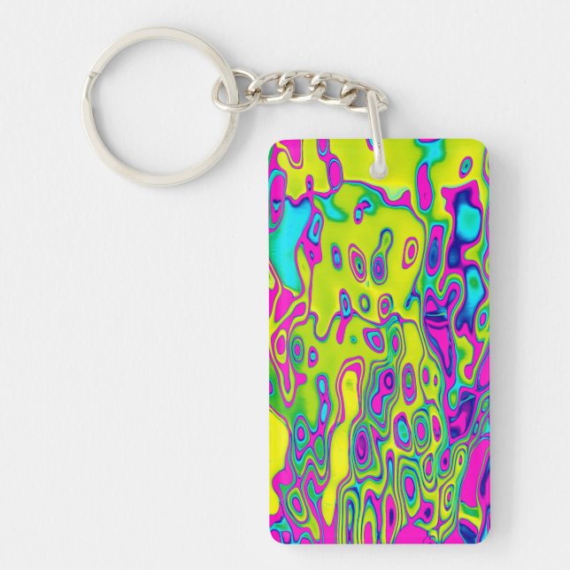 Brightly Coloured Crazy Colourful Abstract Pattern Keychain (Front)