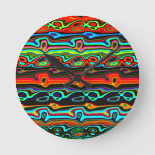 Brightly Coloured Crazy Colourful Abstract Pattern Round Clock