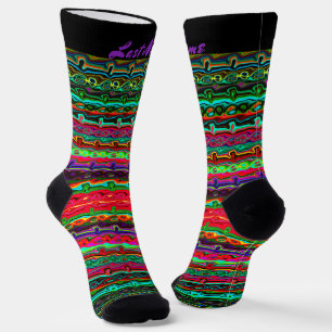 Brightly Coloured Crazy Colourful Abstract Pattern Socks