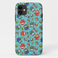 Brightly Coloured Cute Owls on Turquoise