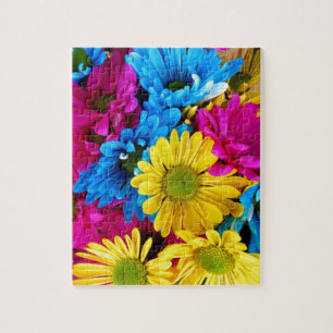Brightly Coloured Daisies Jigsaw Puzzle