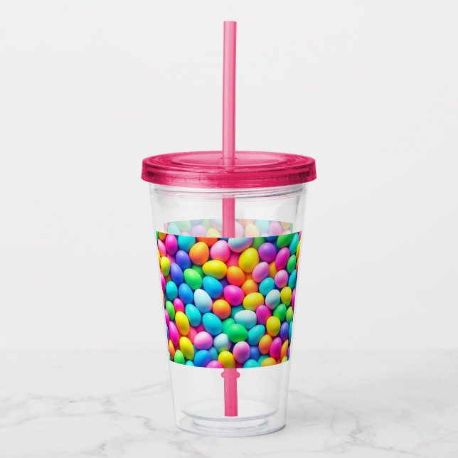 Brightly coloured Easter Egg/Spring  Acrylic Tumbler (Front)