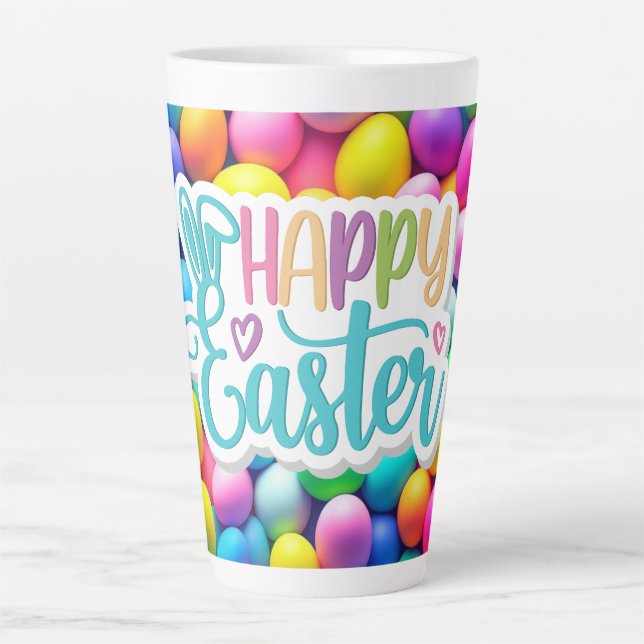 Brightly coloured Easter Egg/Spring  Latte Mug (Front)