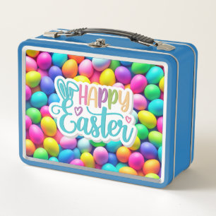 Brightly coloured Easter Egg/Spring Metal Lunch Box