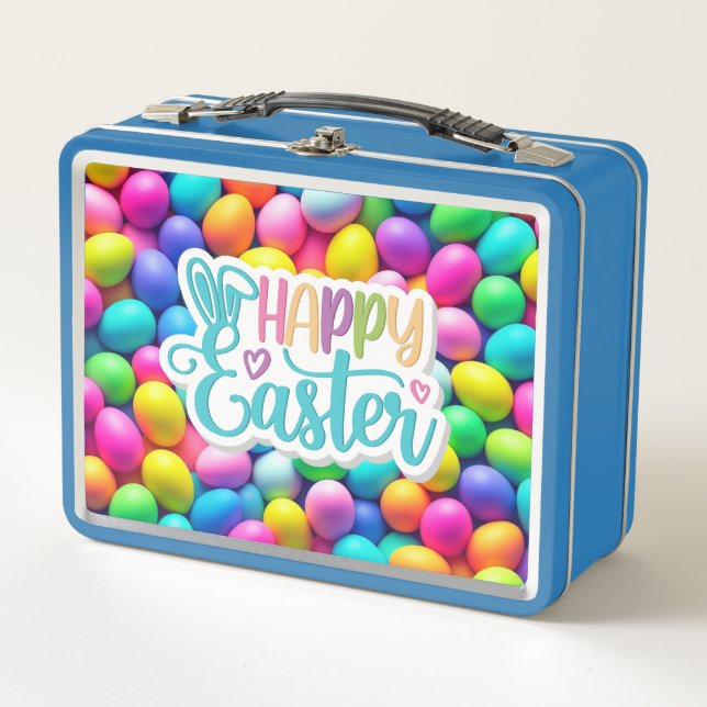 Brightly coloured Easter Egg/Spring  Metal Lunch Box (Front)