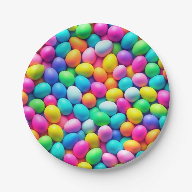 Brightly coloured Easter Egg/Spring  Paper Plate (Front)