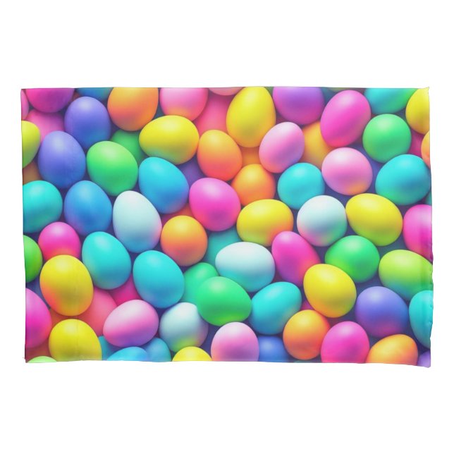 Brightly coloured Easter Egg/Spring  Pillowcase (Front)