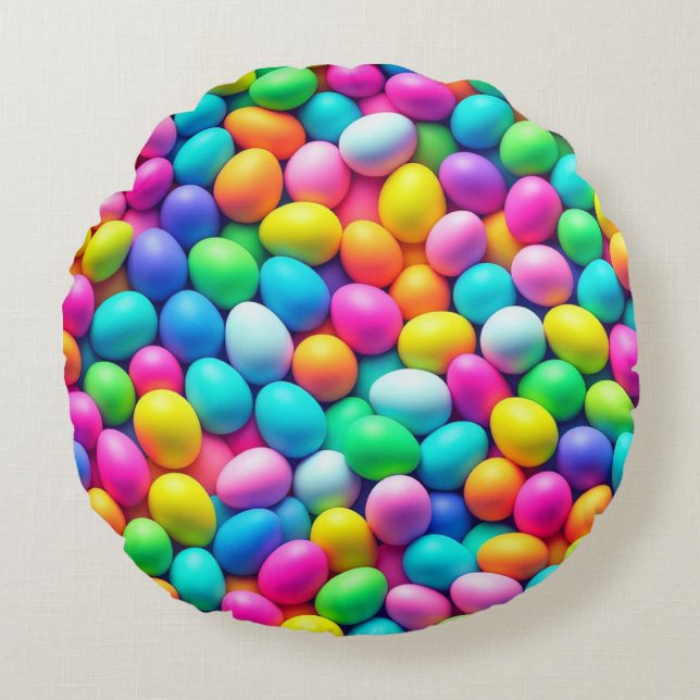 Brightly coloured Easter Egg/Spring  Round Pillow (Front)