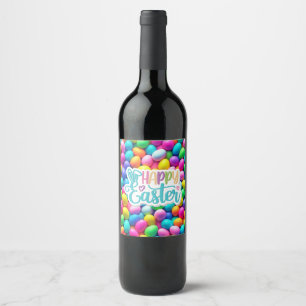 Brightly coloured Easter Egg/Spring  Wine Label
