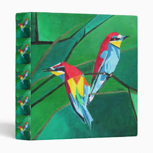 Brightly Coloured European Bee Eaters Geometric Ar Binder