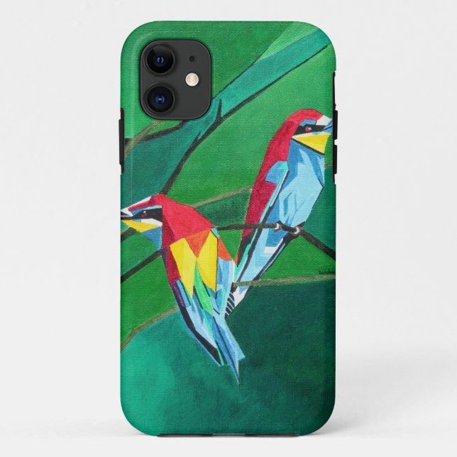 Brightly Coloured European Bee Eaters Geometric Ar Case-Mate iPhone Case (Back)
