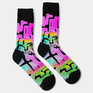 Brightly Coloured Funky Cool Abstract  Socks