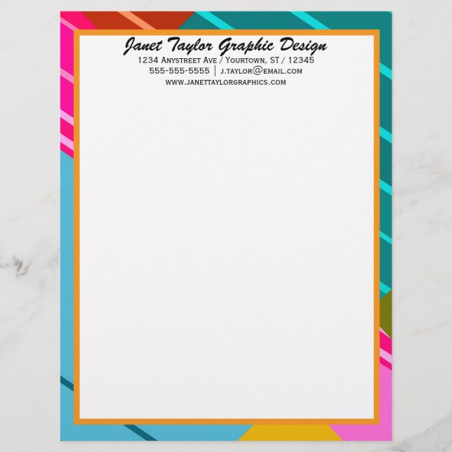 Brightly Coloured Geometric Graphic Design Letterhead (Front)