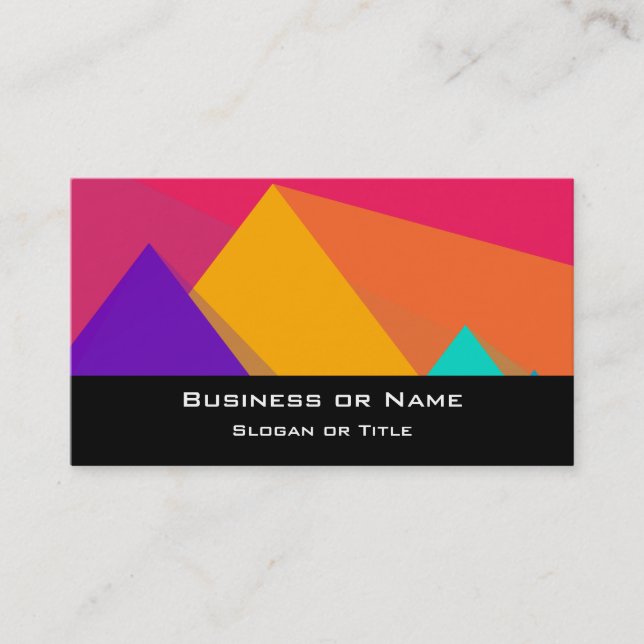 Brightly Coloured Geometric Triangles and Pyramids Business Card (Front)