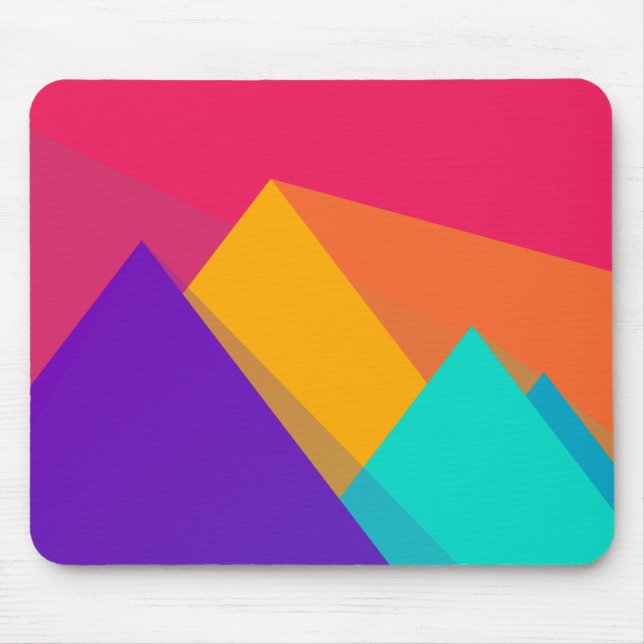 Brightly Coloured Geometric Triangles and Pyramids Mouse Pad (Front)