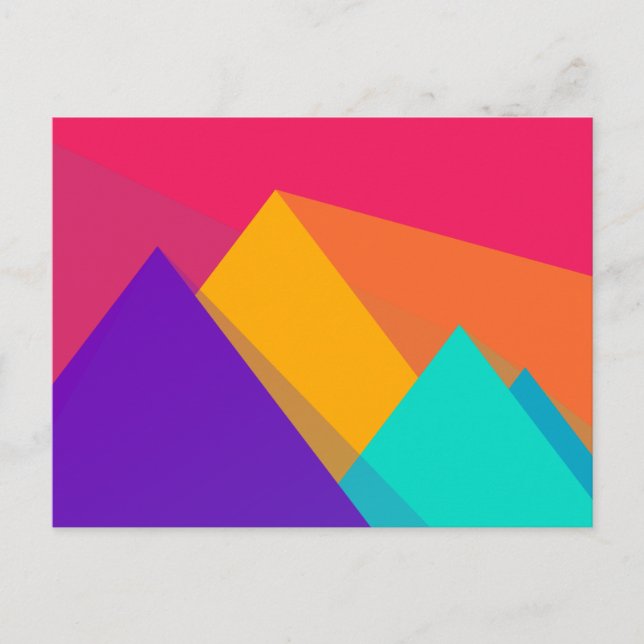 Brightly Coloured Geometric Triangles and Pyramids Postcard (Front)
