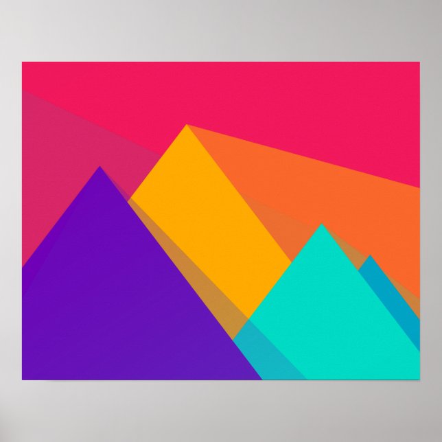 Brightly Coloured Geometric Triangles and Pyramids Poster (Front)